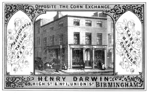 Advert Collection: Henry Darwin tailors shop, Birmingham, 19th century.Artist: T Underwood