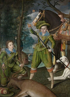 Deerhound Collection: Henry Frederick (1594-1612), Prince of Wales, with Sir John Harington (1592-1614)
