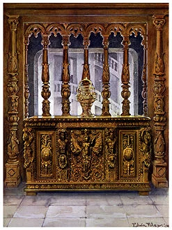 Images Dated 27th February 2009: Henry II carved coffer or bahut and oak screen of the same French Period, 1910.Artist: Edwin Foley