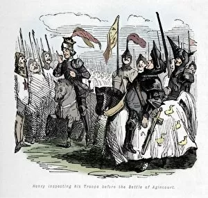Battle Of Agincourt Collection: Henry inspecting his Troops before the Battle of Agincourt, c1860, (c1860). Artist: John Leech