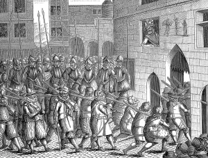 Catholic League Collection: Henry IV of France watching the departure of the Spaniards from Paris, 22 March 1594