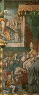 Roman School Prints: Henry IV before Pope Gregory VII at Canossa, c. 1565. Creator: Zuccari, Taddeo (1529-1566)