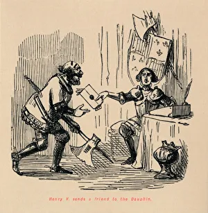 Henry V. sends a friend to the Dauphin, c1860, (c1860). Artist: John Leech