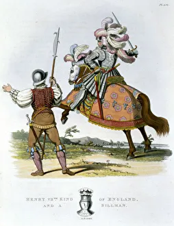 War Of The Roses Gallery: Henry VII, King of England, and a billman, (1824)