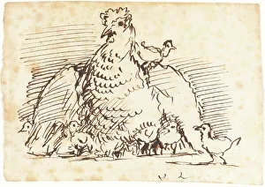 Chick Prints: Hens and Chicks. Creator: John Linnell