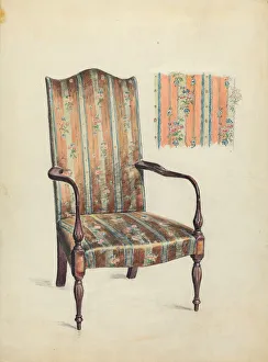 Upholstered Seat Prints: Hepplewhite Arm Chair, 1936. Creator: Elizabeth Curtis