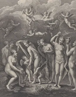 Etching And Engraving Prints: Hera, Aphrodite, and Athena preparing themselves for the contest of beauty before P