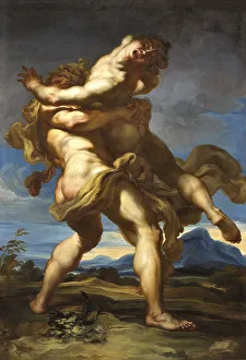 Genova Prints: Heracles and Antaeus, c.1690. Creator: De Ferrari, Gregorio (1647-1726)