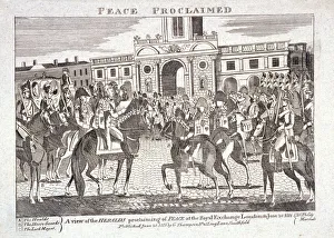Civic Event Prints: Heralds reading proclamation of peace, Royal Exchange, London, June 28th 1814. Artist