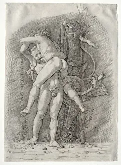 Hercules and Antaeus, 1400s. Creator: Andrea Mantegna (Italian, 1431-1506), school of