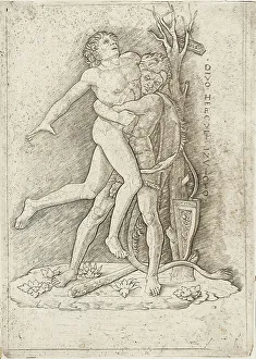 Pelt Prints: Hercules and Antaeus, after 1507. Creator: Giovanni Antonio da Brescia