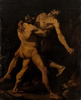 Lifting Prints: Hercules and Antaeus, 1601-1700. Creator: Italian Master