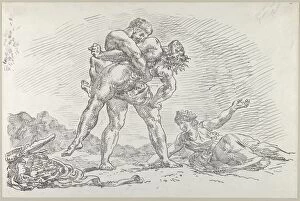 Antaeus Collection: Hercules and Antaeus, 1852. 1852. Creator: Eugene Delacroix