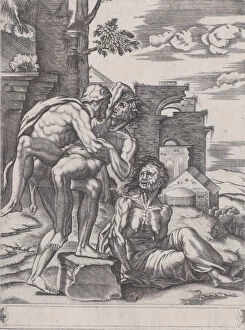 Hercules and Antaeus, dated 1533. dated 1533. Creator: Agostino Veneziano