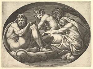 Saturn Prints: Hercules, Bacchus, Pan, and Saturn, from a series of eight compositions after Francesco P