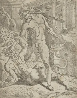 Fantuzzi Antonio Prints: Hercules and Cacus, 1540-45. Creator: Antonio Fantuzzi