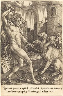 Labours Of Heracles Prints: Hercules and Cerberus, 1550. Creator: Heinrich Aldegrever