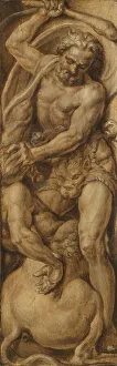 Centaur Prints: Hercules Destroying the Centaur Nessus, c.1550-c.1560. Creator: Maerten van Heemskerck