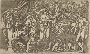 Francesco Primaticcio Collection: Hercules dressed as a woman, 1540-45. Creator: Antonio Fantuzzi