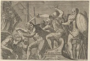 Davent Leon Prints: Hercules Fighting Aboard The Argonauts Ship, ca. 1542-45. Creator: Leon Davent