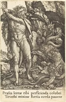 Heinrich Aldegrever Gallery: Hercules Fighting with the Hydra of Lernea, 1550. Creator: Heinrich Aldegrever