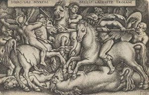 Trojan Wars Gallery: Hercules Fighting Against the Trojans, from The Labors of Hercules, 1545