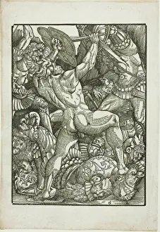 Woodcut On Paper Prints: Hercules and the Giants, from Scenes from the Life of Hercules