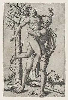 Only State Prints: Hercules, grasping Antaeus at the waist with both arms and lifting him off his fe