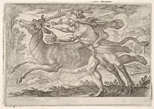 Tempesta Prints: Hercules and the Hind of Mount Cerynea: Hercules strides alongside the hind