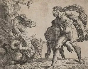 Etching On Laid Paper Gallery: Hercules and the Hydra, 1552. Creator: Battista del Moro