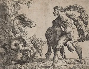 Etching On Laid Paper Gallery: Hercules and the Hydra, 1552. Creator: Battista del Moro