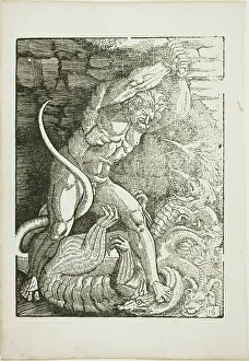 Woodcut On Paper Prints: Hercules Killing the Lernean Hydra