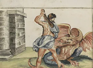 Cornelio Fiammingo Prints: Hercules kills the dragon Ladon, 1696. Creator: Hendrick van Beaumont