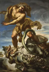 Genova Prints: Hercules and the Lernaean serpent, c.1690. Creator: De Ferrari, Gregorio (1647-1726)