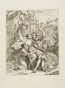 Sitting On Lap Prints: Hercules and Omphale, n.d. Creator: Johann Heinrich Tischbein