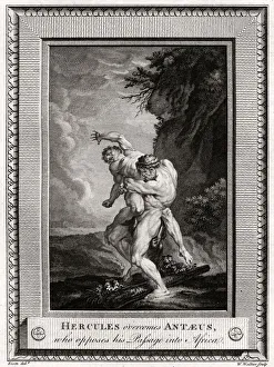 Hercules Prints: Hercules overcomes Antaeus, who opposes his Passage into Africa, 1775. Artist: W Walker
