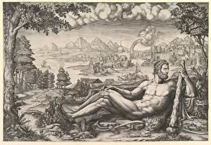 Giulio Gallery: Hercules Resting from His Labors, 1567. Creator: Giorgio Ghisi