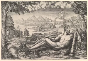 Giulio Prints: Hercules Resting from His Labors, 1567. Creator: Giorgio Ghisi