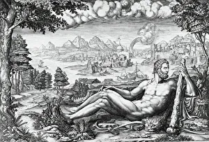 Labours Of Heracles Prints: Hercules Resting from His Labors, 1567. Creator: Giorgio Ghisi