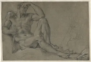 Annibale Carracci Italian Prints: Hercules Resting (recto), 1595-1597. Creator: Annibale Carracci (Italian, c. 1560-1609)