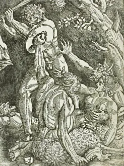 Damsel In Distress Prints: Hercules, Two Satyrs, and a Woman