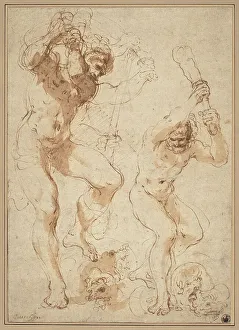 Guercino Prints: Hercules Slaying the Hydra, c. 1618. Creator: Guercino