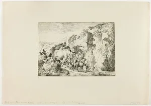 Dietrici Prints: Herd Coming through an Arch of Rock, 1740. Creator: Christian Wilhelm Ernst Dietrich
