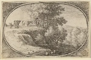 Swanevelt Herman Van Prints: Herd of Cows on Bluff to Left of Water. Creator: Herman van Swanevelt