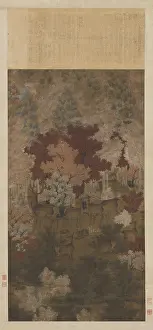 Animals And Birds Prints: Herd of Deer in a Maple Grove, c950. Creator: Chinese Master