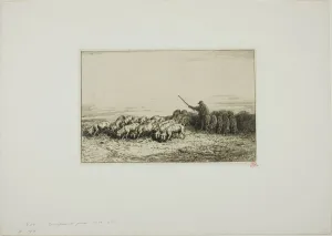 Swineherd Prints: Herd of Pigs, 1850. Creator: Charles Emile Jacque
