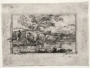 1604 1682 Prints: The Herd at the Watering Place, 1635. Creator: Claude Lorrain (French, 1604-1682)