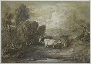 1727 1788 Prints: A Herdsman with Three Cows by an Upland Pool