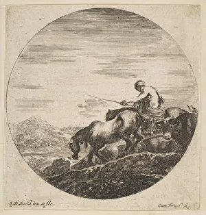 Herdsman on horseback drives animals, from Six animal subjects (Six sujets d'animaux) Herdsman on horseback drives animals, from Six animal subjects (Six sujets d'animaux)