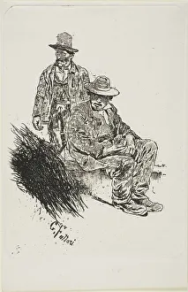 Fattori Giovanni Prints: Herdsmen, c.1885. Creator: Giovanni Fattori